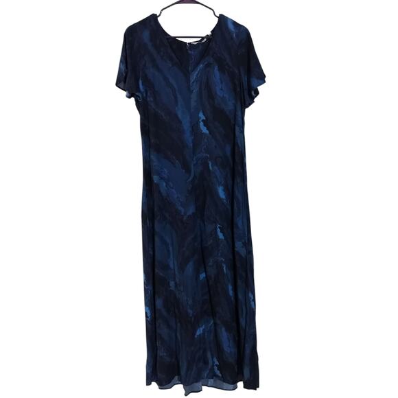 Soft Sorrundings womens blue marble print flutter sleeve casual maxi dress sz M - Picture 7 of 13